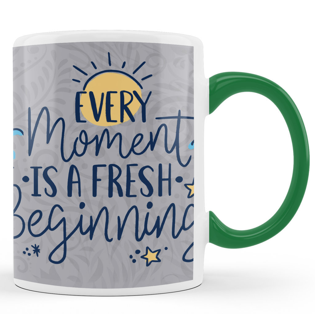 Printed Ceramic Coffee Mug | Fresh Beginning |Motivational |  325 Ml 